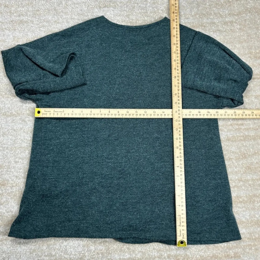 CURE Womens Boho Pocket Front Knit Top Green Large M3-2449 Relaxed Fit Pockets - Picture 6 of 7